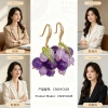 Spring Shi Original purple grape-shaped earrings, silver needle stud earrings, vintage style accessories Application Scenario